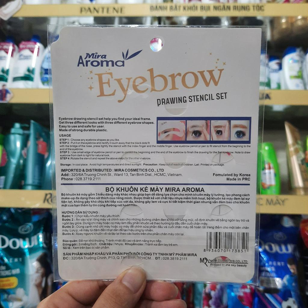 Bộ Khuôn Kẻ Chân Mày Mira Aroma Eyebrow Drawing Stencil Set ( 3 miếng/ bịch)