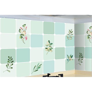 3m Decal dán bếp tráng nhôm cách nhiệt 60cm - ô xanh lá hoa