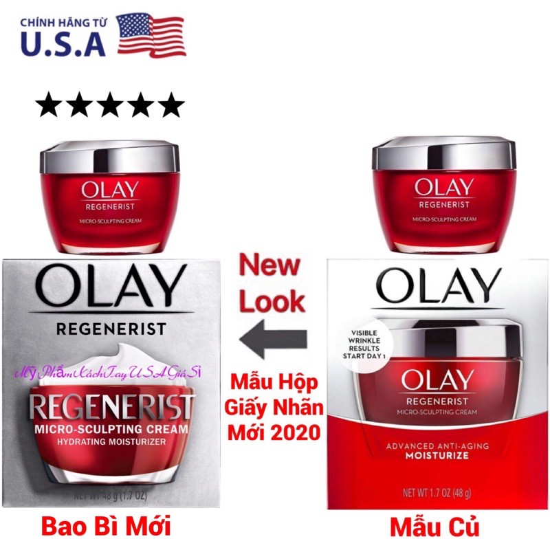 [Hàng Mỹ]Kem dưỡng ẩm chống lão hóa Olay Regenerist Micro-Sculpting Cream Face Moisturizer 48g