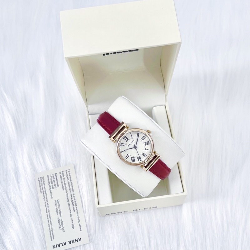 Đồng hồ nữ ANNE KLEIN model AK/2246CRRD dây da đỏ sang trọng