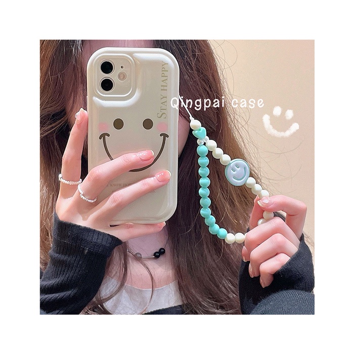 Ốp Điện Thoại Hình Mặt Cười Có Dây Đeo Đệm Khí Cho Iphone13Pro max 12 11 xr xs x