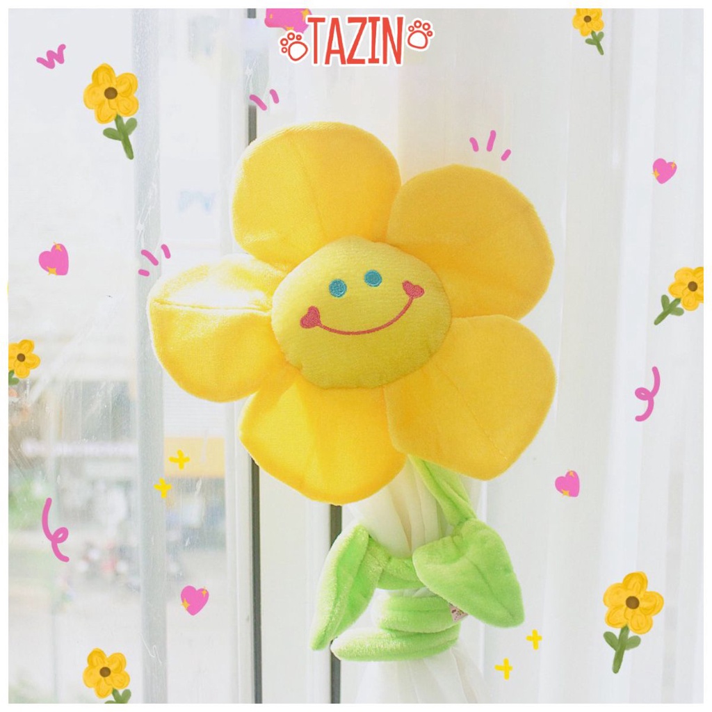 Cành Hoa Bông Mặt Cười Decor Nhiều Màu Sắc - Gấu Bông Tazin Cao Cấp