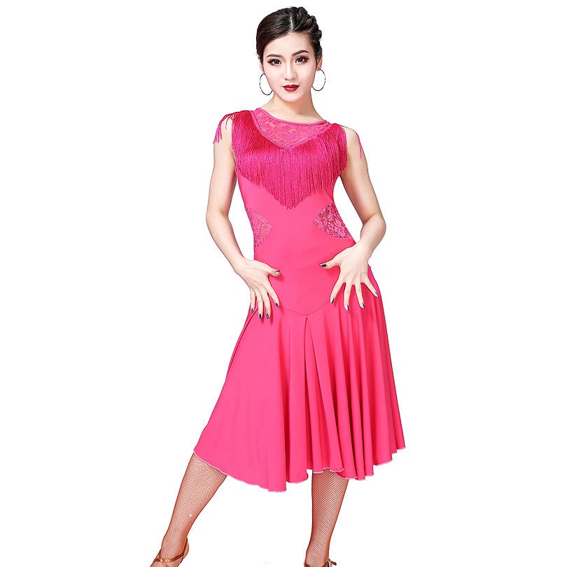 Bộ Trang Phục Nhảy latin Không Tay Phối Tua Rua Dành Cho Nữ