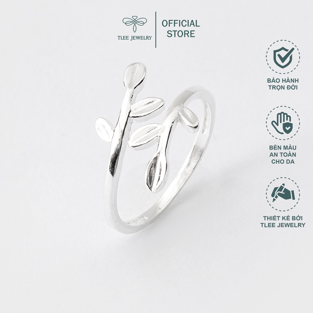 Nhẫn bạc nữ TLEE lá hai cành basic cá tính TleeJewelry A0210