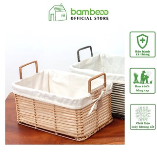 Giỏ mây tre đan BAMBOOO ECO rổ đựng đồ đa năng vải bố kháng khuẩn