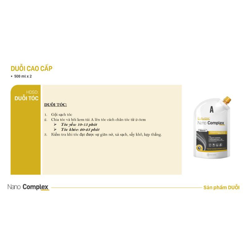 Duỗi nhanh cao cấp tạo độ thẳng, bóng tóc LAVOX NANO COMPLEX.