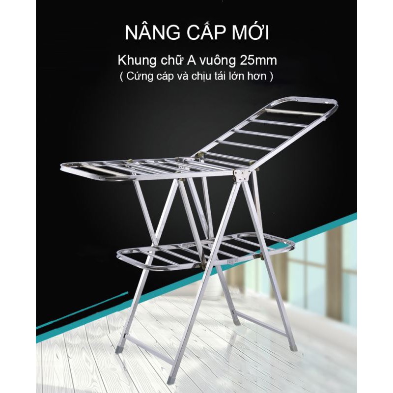 Giàn phơi để sàn hai tầng Inox gấp gọn tiện dụng NIKITA