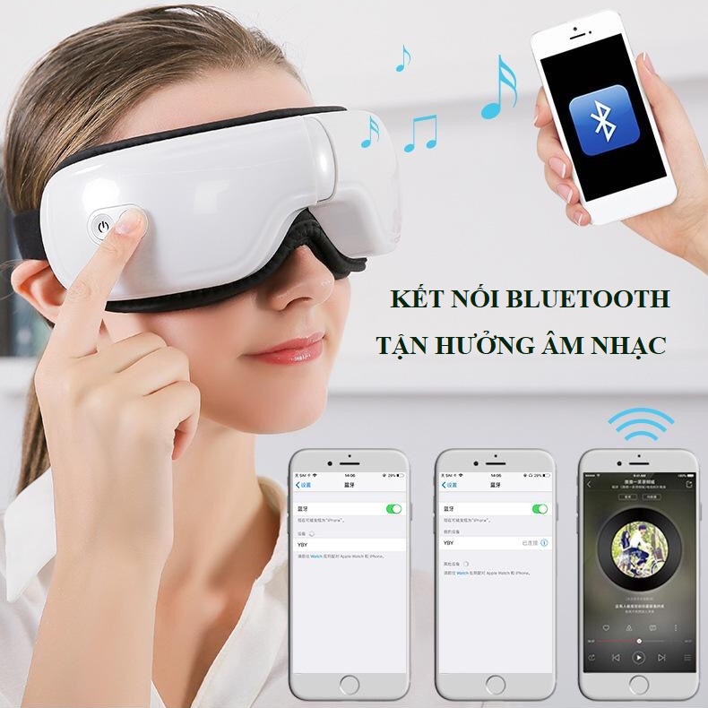 Máy massage mắt thông minh Bluetooth ED-1108, giúp thư giãn mắt, giảm căng thẳng, nhức mỏi- Rung đa tần, BH CHÍNH HÃNG!