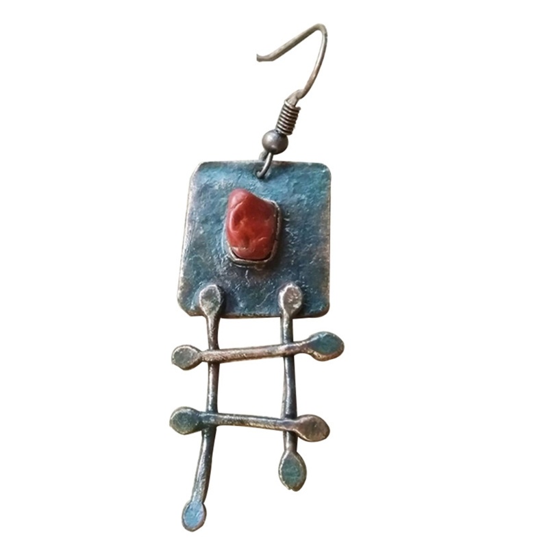 Bông Tai Dáng Dài Bằng Kim Loại Đính Đá Phong Cách Bộ Lạc Cổ Điển