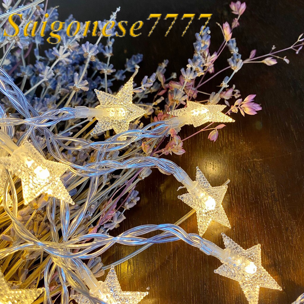 Đèn Led Dùng Pin AA- Dài 6M 40 Bóng Đèn Ngôi Sao May Mắn Chớp Nháy Trang Trí Tiệc Noel Lễ Tết Phòng Ngủ Giá Rẻ