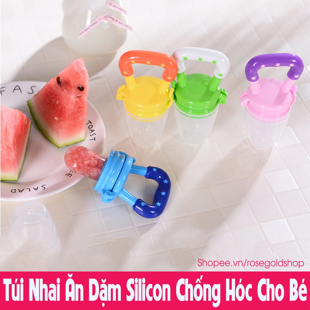 Túi Nhai Ăn Dặm Silicon Chống Hóc Dai Mềm Cao Cấp An Toàn Cho Bé Yêu