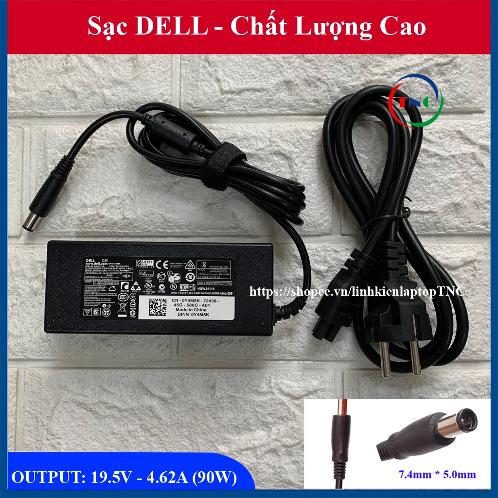 [Sạc ZIN] Sạc Laptop Dell 19.5V 4.62A Chân tròn TO đường kính đầu sạc 7.4mm (ký hiệu Φ7.4 *5.0mm) - có kim nhỏ ở giữa