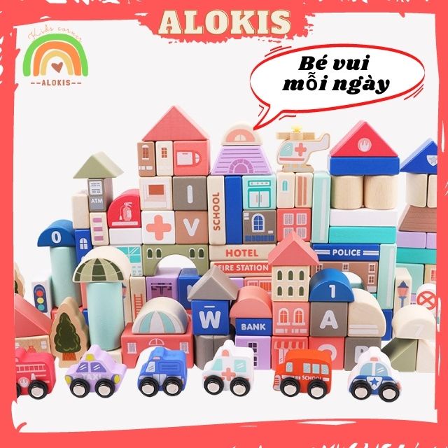 Đồ Chơi Lắp Ráp Mô Hình Thành Phố Giao Thông Thu Nhỏ Bằng Gỗ. Giáo Dục Phát Triển Trí Thông Minh Sáng Tạo Cho Bé- ALOKIS