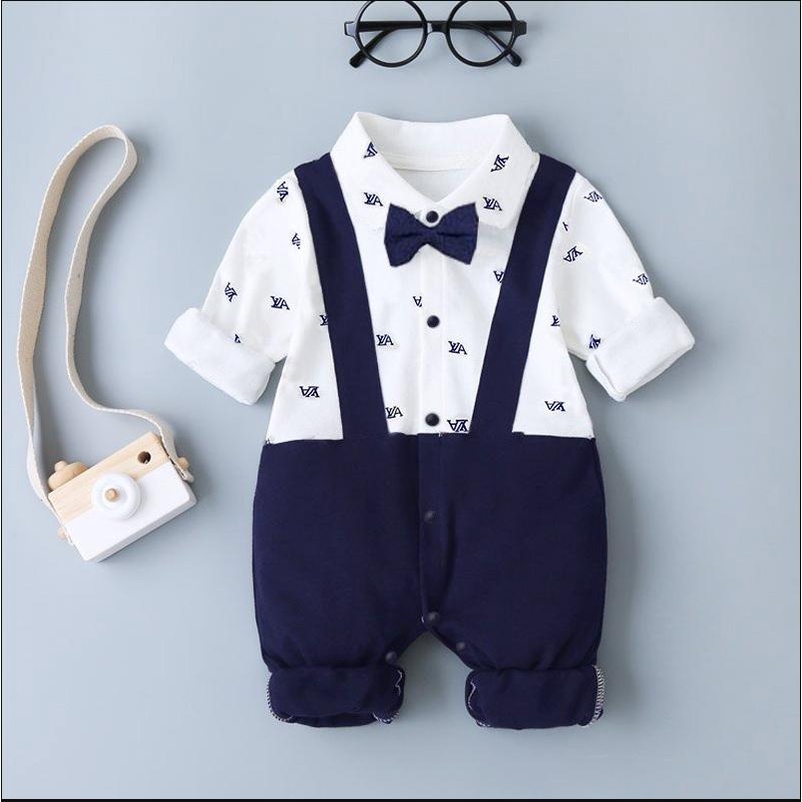 Body công tử cho bé trai dài tay thu đông, bộ công tử bé trai chất Cotton đồ liền thân cho bé mẫu quần áo sơ sinh 0-12M