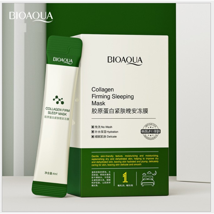 Hộp 20 Gói Mask Collagen Bioaqua - Mặt Nạ Ngủ Dạng Thạch Nâng Cơ, Căng Bóng, Bổ Sung Collagen Cấp Nước Dưỡng Ẩm