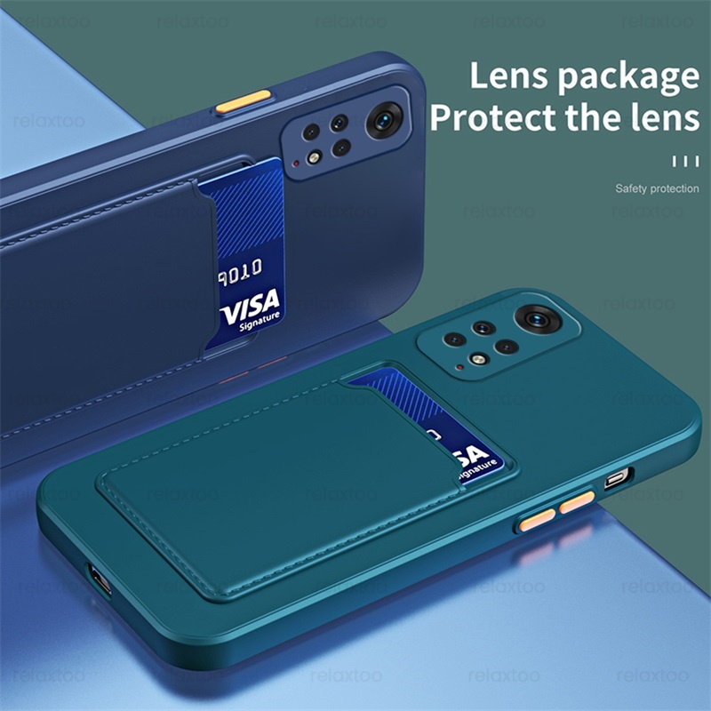 Square Card Slot Holder Back Cover Soft Shockproof Cover For Xiaomi Redmi Note 11 Pro Plus 11S 4G 5G