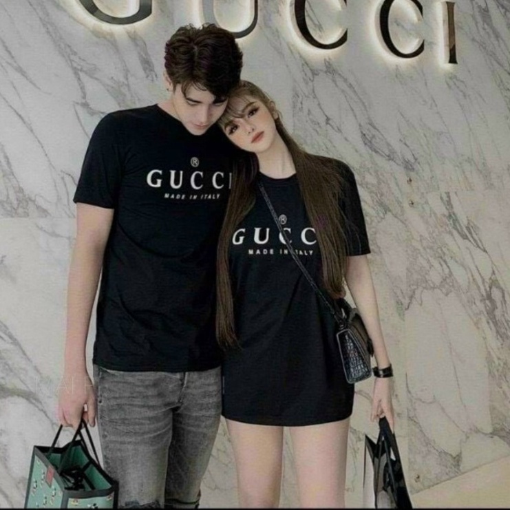 Áo phông Gucci Nam Nữ siêu xinh phom rộng giấu quần Chất Cotton
