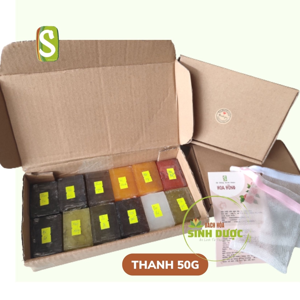 COMBO Trải Nghiệm Đủ 12 Mùi Xà Bông HTX Sinh Dược " Khám Phá Đủ Hương" Tặng kèm  túi lưới