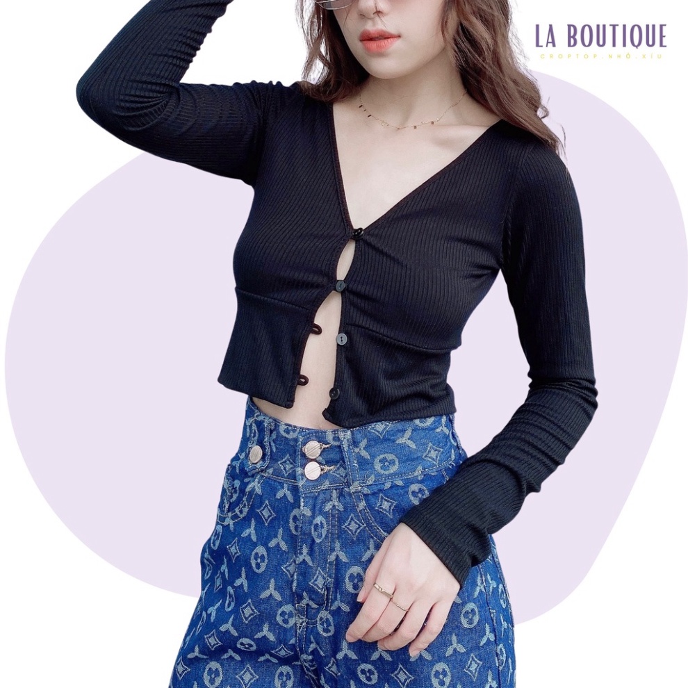 Áo croptop nữ cardigan tay dài gài nút trendy sexy LA BOUTIQUE SM20