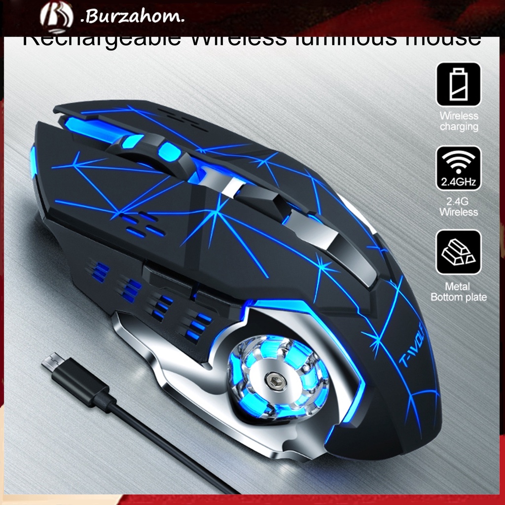 Chuột không dây Có Đèn Led 6 Nút Bấm 2.4ghz 2400dpi Dùng Để Chơi Game