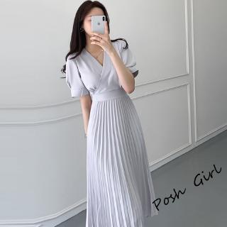Đầm Trơn Cổ Chữ V Nhấn Eo Thanh Lịch Hợp Thời Trang
