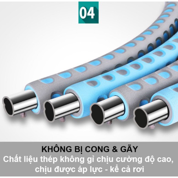 Vòng Lắc Eo Massage Lắc Là Giảm - Lõi Thép Không Gỉ Hula Hoop - Mẫu Mới Nhất 2022 - Hàng Loại 1