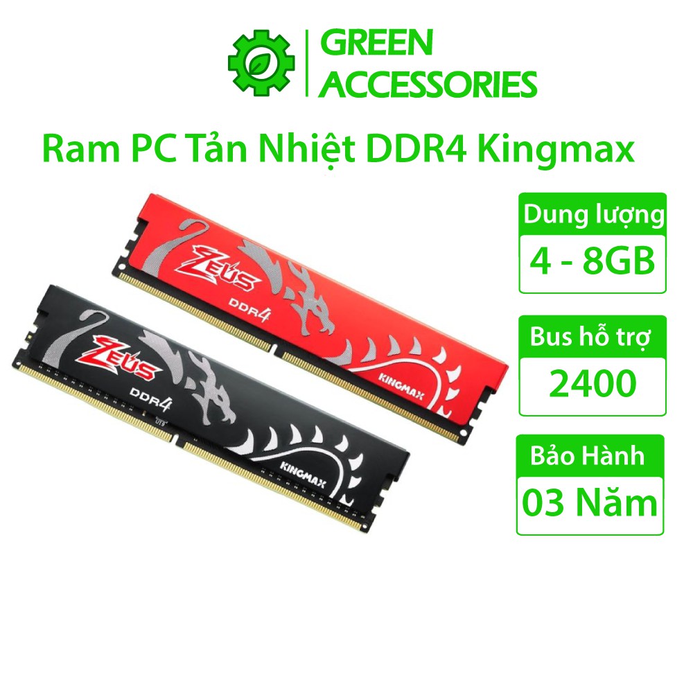 Ram PC KingMax Zeus Dragon DDR4 8GB/4GB Bus 2400, tản nhiệt- nâng cấp máy tính NEW, bảo hành 36tháng | BigBuy360 - bigbuy360.vn