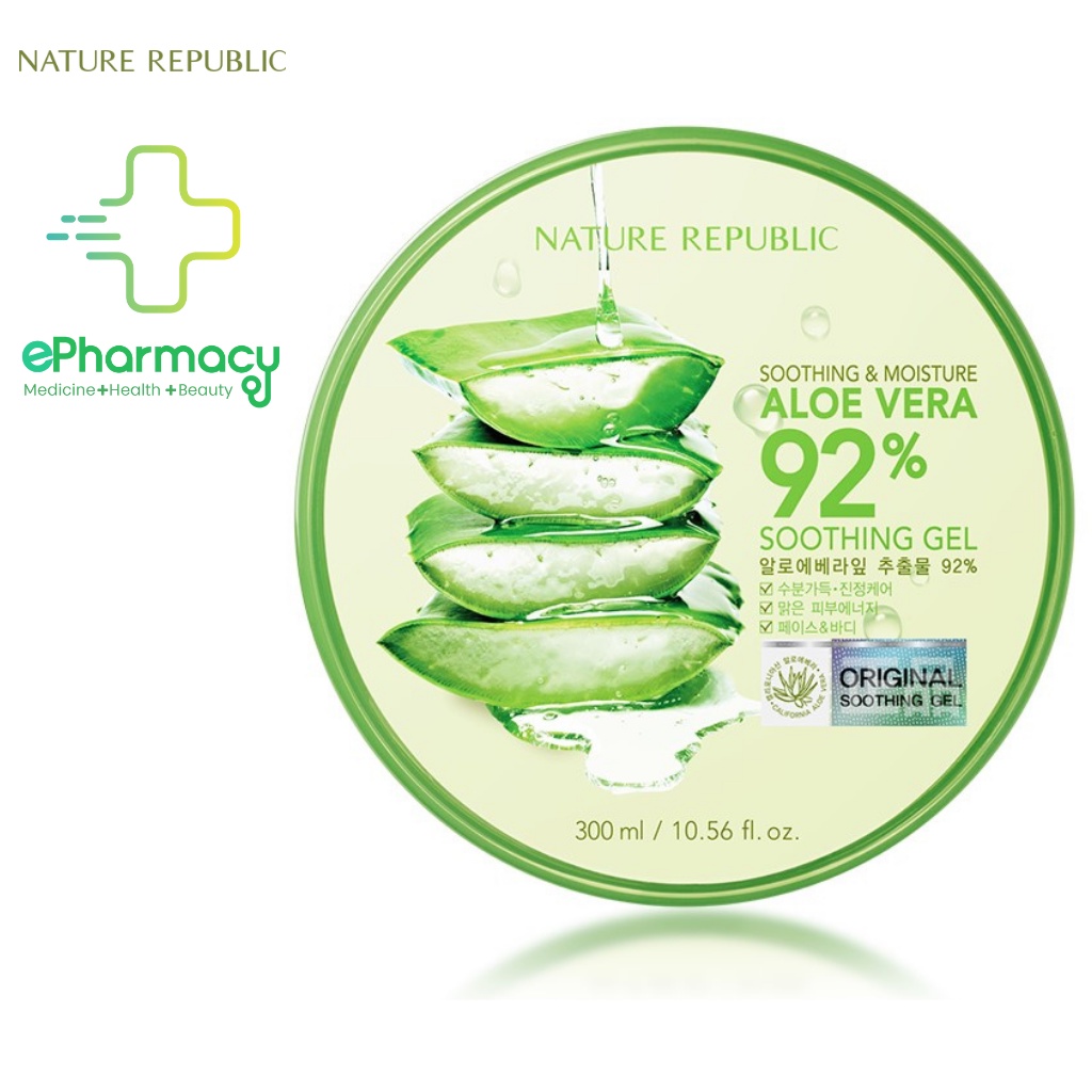 Gel Nha Đam Nature Republic Soothing & Moisture Aloe Vera 92% Kem dưỡng ẩm và làm dịu da 300ml