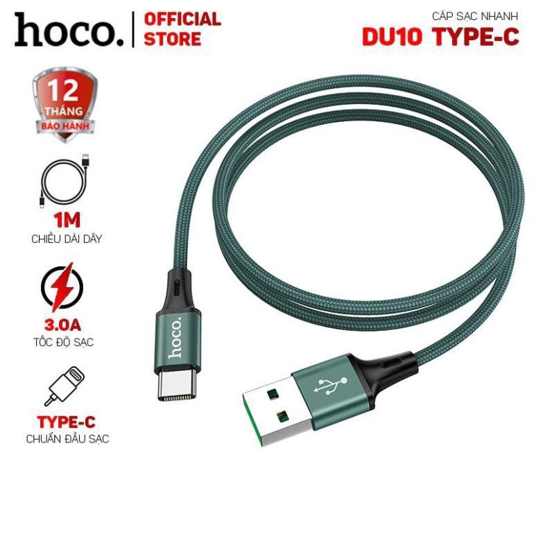 Cáp sạc nhanh 3A Hoco DU10 type c cho điện thoại dòng mới