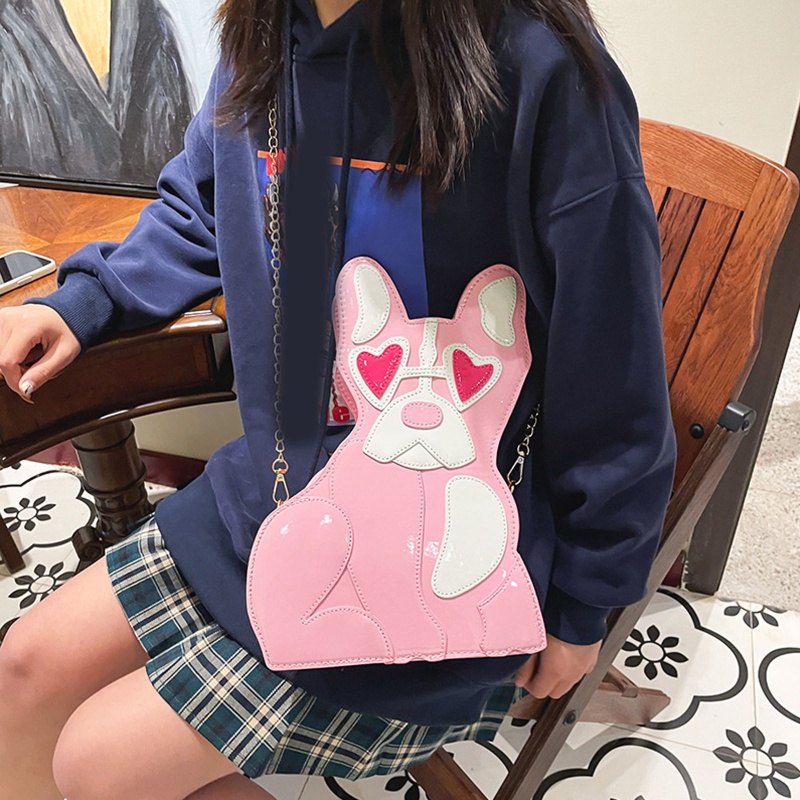 Túi Tote Đeo Chéo Vai Bằng Da PU In Hình Chó Con Dễ Thương Dành Cho Bạn Nữ