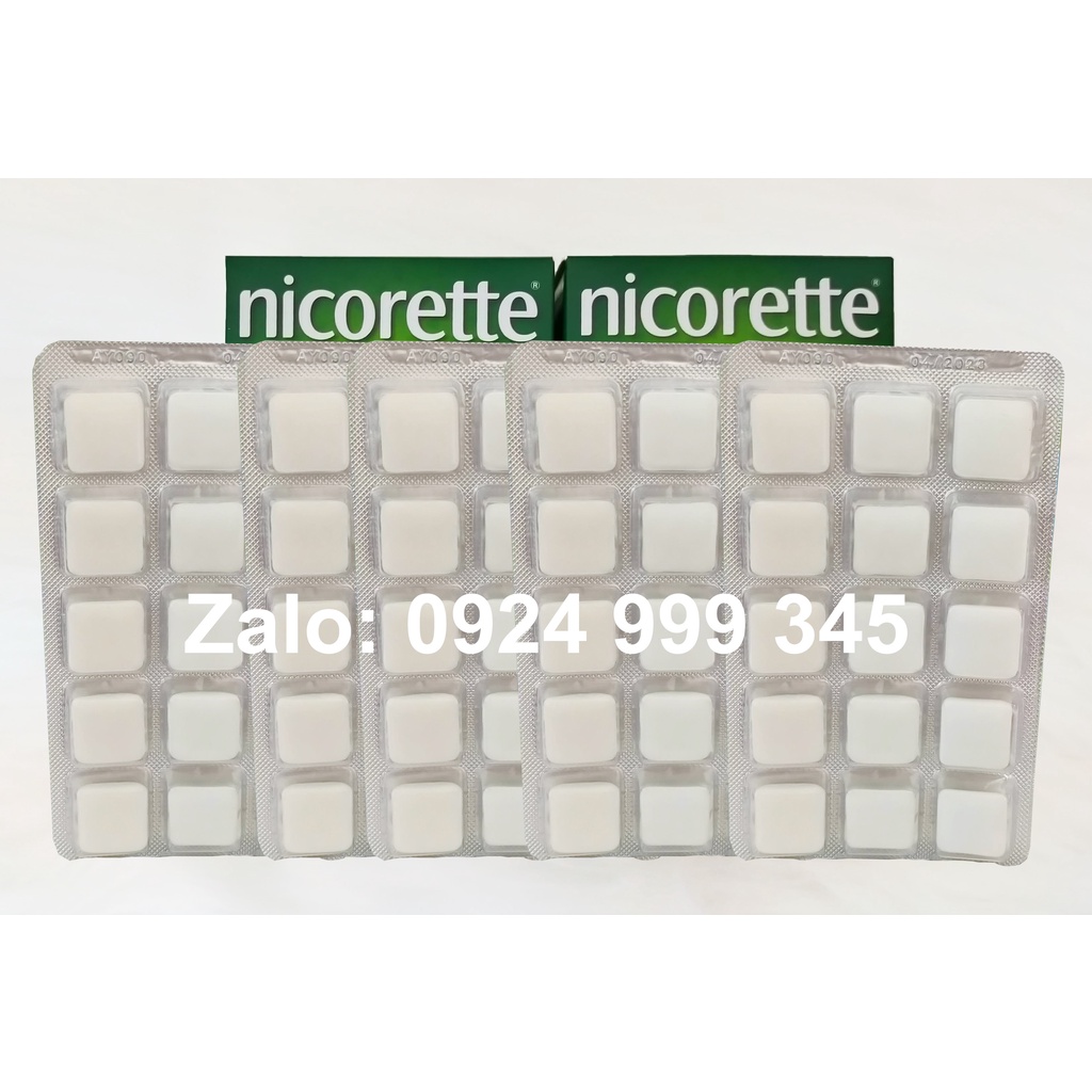 Kẹo nhai cai thuốc Nicorette 2mg vị bạc hà vỉ 15 viên