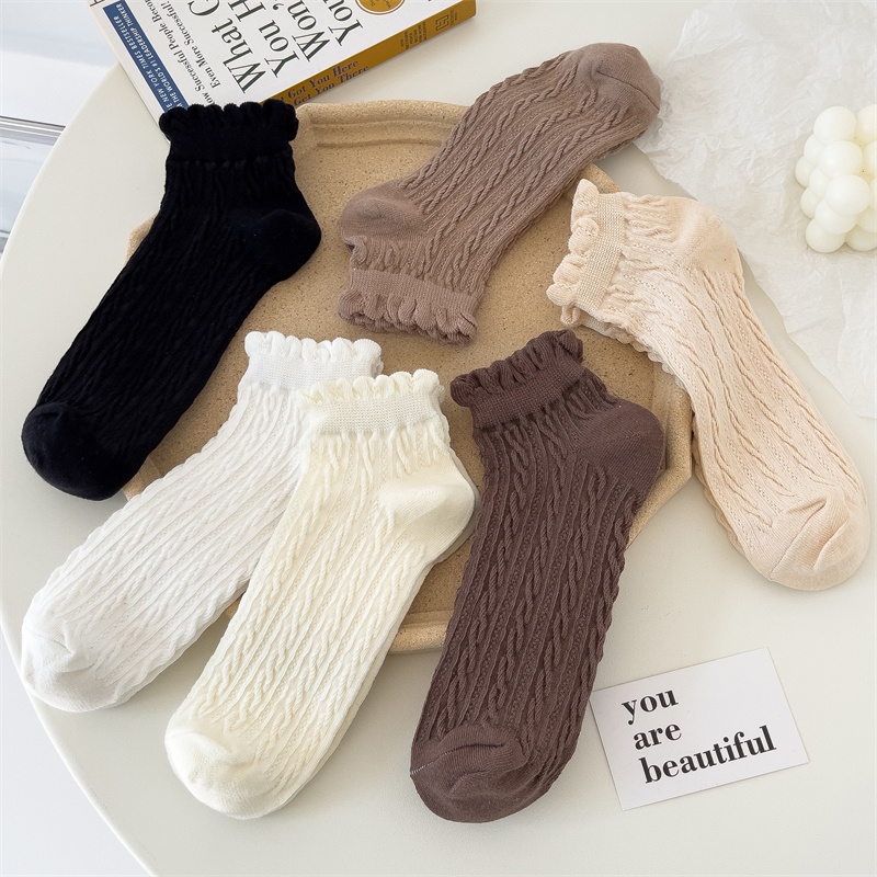 Vớ Cotton Cổ Thấp Màu Sắc Ngọt Ngào Phong Cách Lolita Thời Trang Cho Nữ