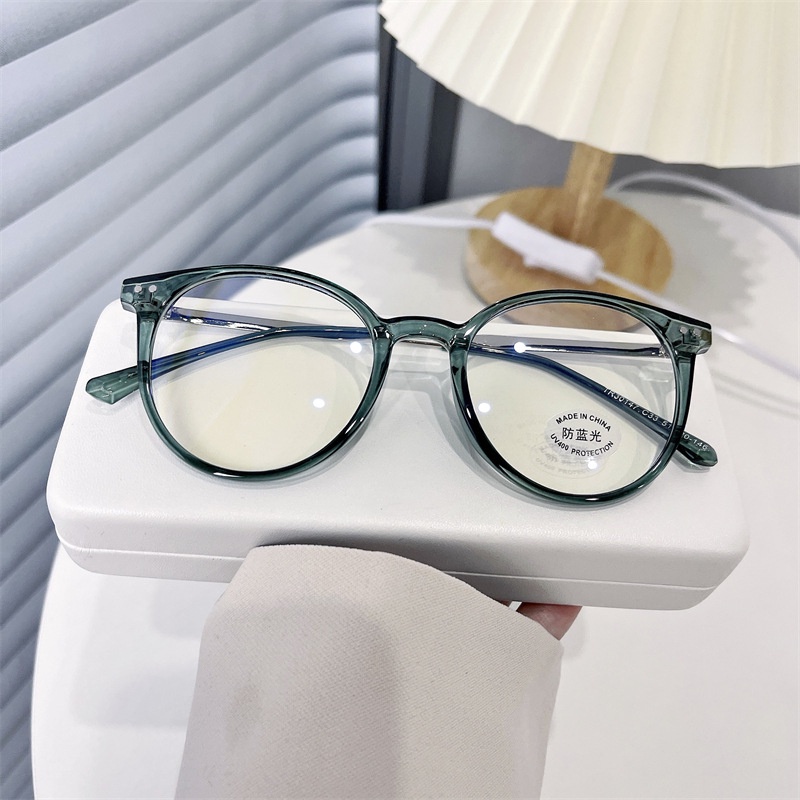 Mắt Kính Gọng Tròn Trong Suốt Chống Ánh Sáng Xanh Phong Cách Hàn Quốc Cổ Điển Thời Trang