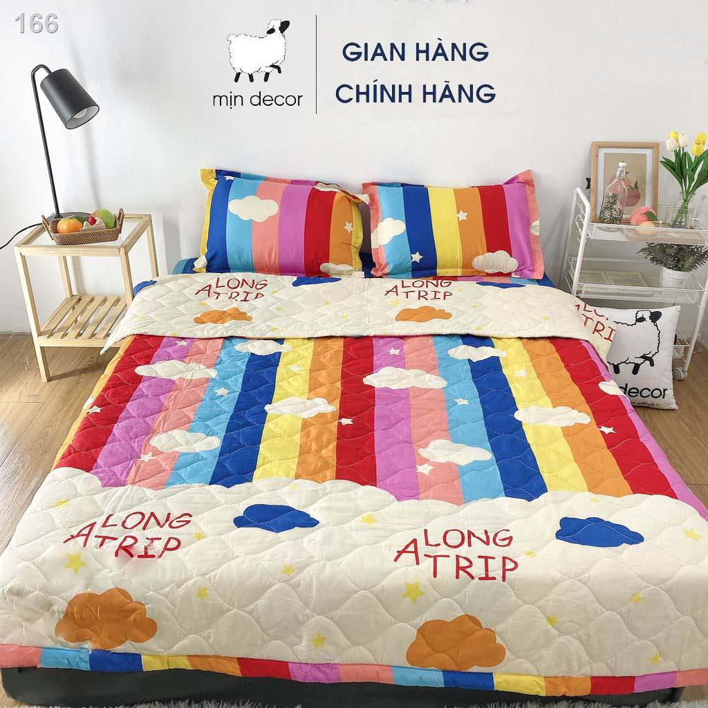 Bộ chăn ga gối Cotton 3D Mịn Decor - giường trần bông mùa hè mềm MIỄN PHÍ bo chun