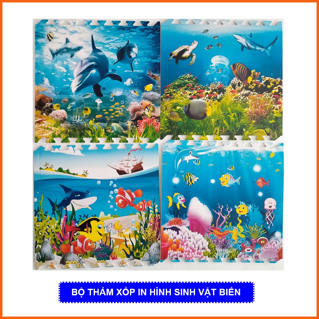 Thảm chơi cho bé hình Sinh Vật Biển (bộ 4 tấm)- Kích thước mỗi tấm 60x60x1cm- Hàng Việt Nam- Mẹ Tròn Store