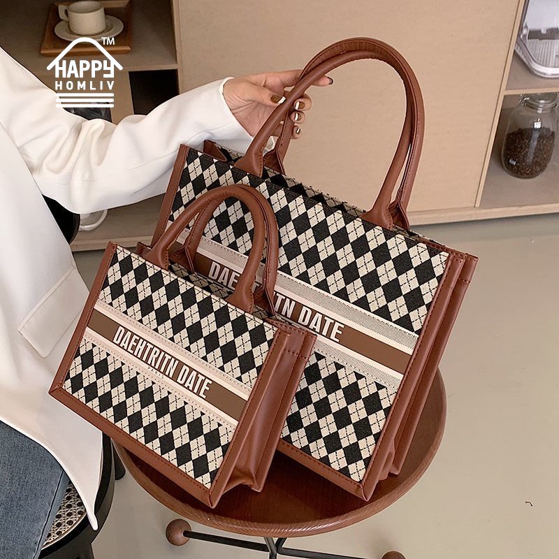 HAPPY HOMLIV Túi Tote Đeo Vai / Xách Tay Bằng Vải Bạt Kích Thước Lớn 13 14inch Túi Tote Lớn Nữ 15 16inch