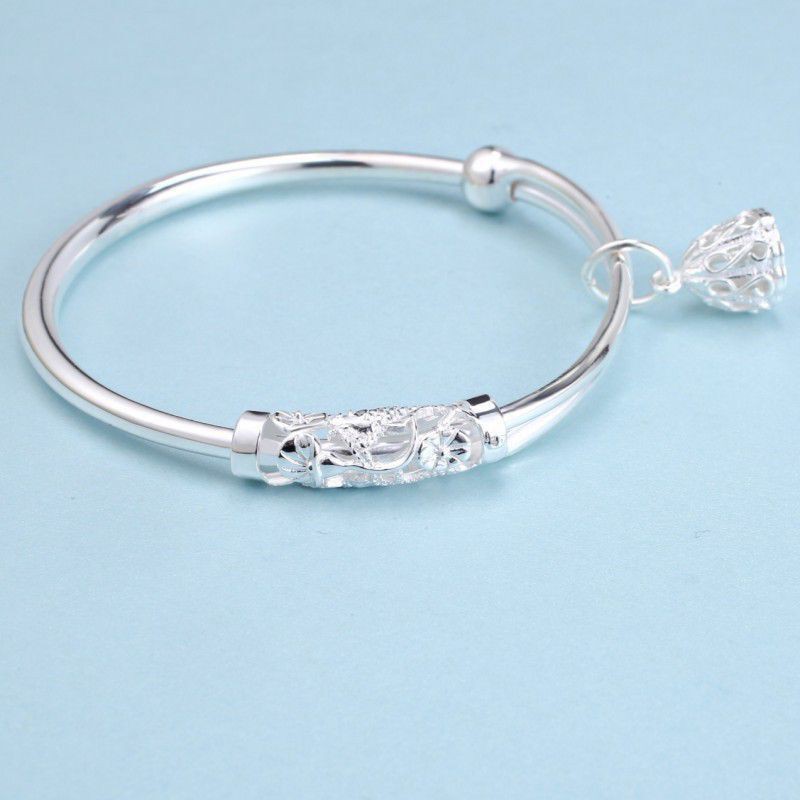 925 bảng Anh bạc vòng tay tinh tế hoa sen trang sức thời trang nữ