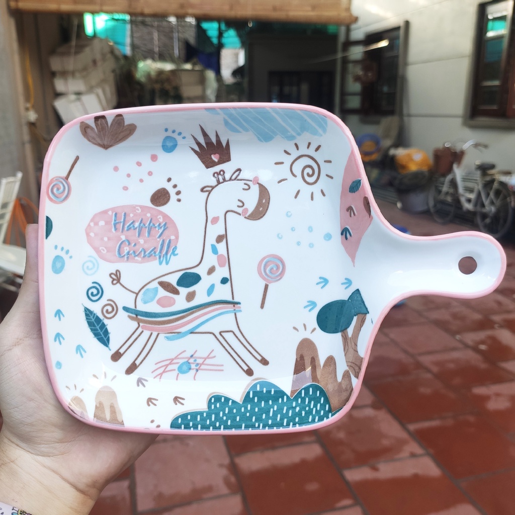 Bộ Chén Dĩa Sứ Bát Ăn Cơm Đĩa Sứ Dễ Thương Cute Bát Đĩa Hươu Hồng Decor Cao Cấp S79