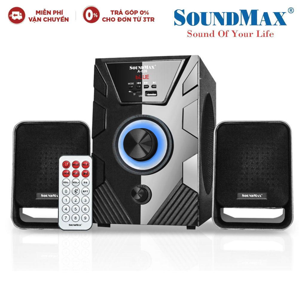 [Mã ELMALLCOIN hoàn 8% xu đơn 499K] Loa Vi Tính SoundMax A-826/2.1 - Hàng Chính Hãng NEW 100%