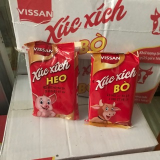 Thùng 25 Gói - 4 cây/ gói( gói 160G) Xúc Xích Tiệt Trùng Visan