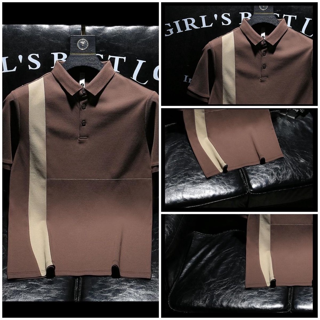 Áo Thun Polo Ngắn Tay Màu Sắc Tương Phản Thời Trang Cho Nam