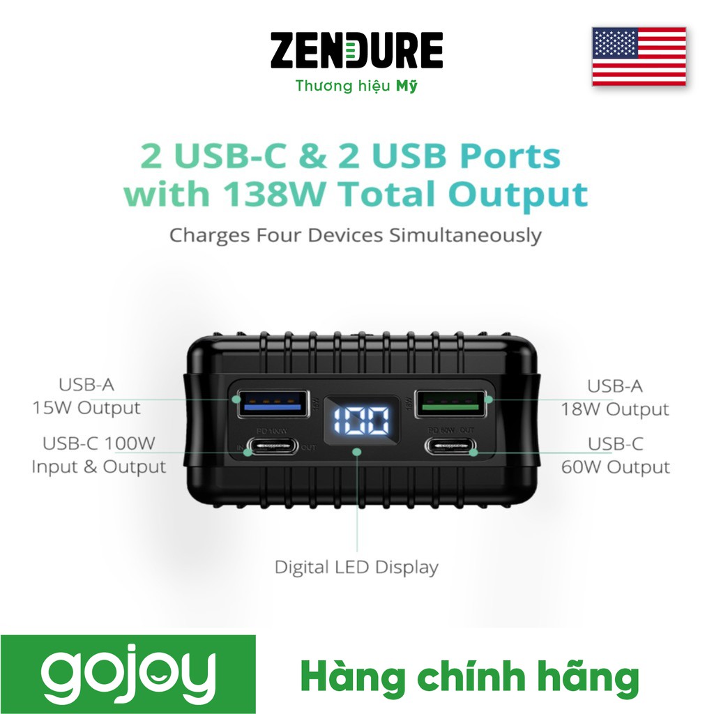 Pin dự phòng 27.000mAh typeC (100W) ZENDURE ZDA8PDP - Bảo hành chính hãng 2 năm