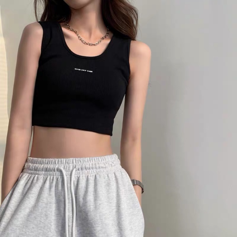 Áo Croptop Thể Thao Hai Dây Bằng Vải Cotton Mỏng Có 3 Màu Tùy Chọn Phong Cách Hàn Quốc Dễ Phối Đồ