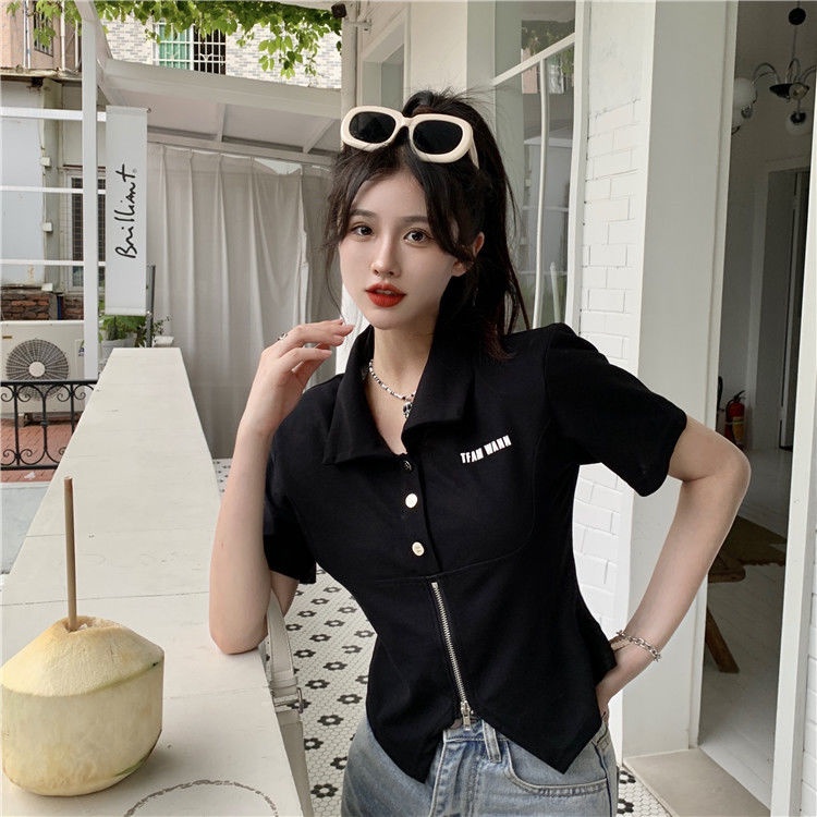 Áo polo COZOKC ngắn tay ôm dáng thời trang dành cho nữ
