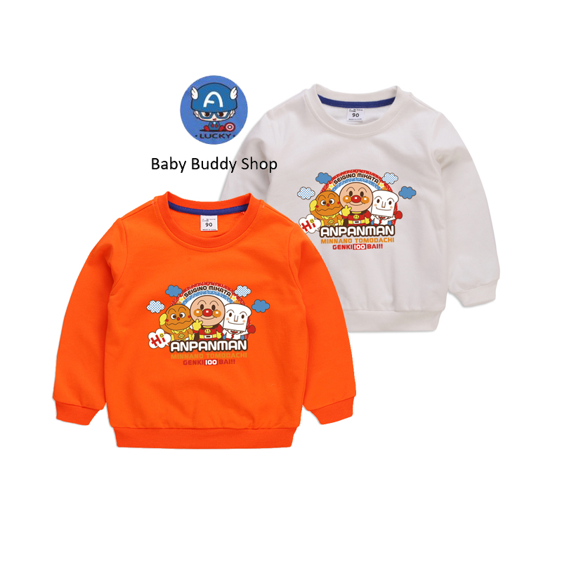 Áo Thun Cotton Tay Dài In Hoạt Hình Anpanman Có 10 Màu Cho Bé