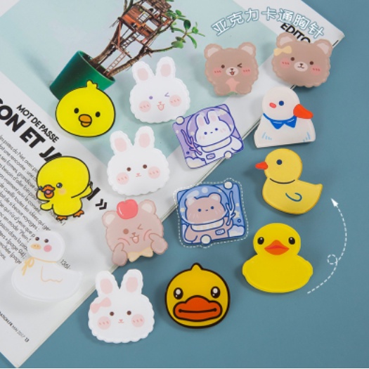 Ghim Cài Áo Hình Vịt Hoạt Hình Bằng Acrylic Phong Cách Nhật Hàn Dễ Thương