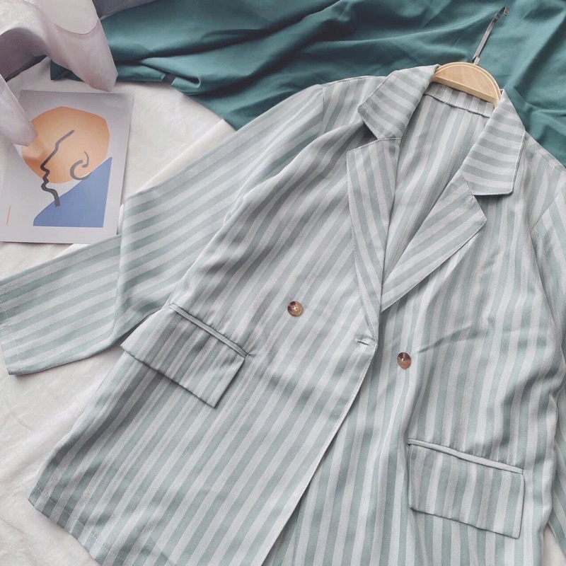 áo khoác vest kẻ sọc xanh | BigBuy360 - bigbuy360.vn