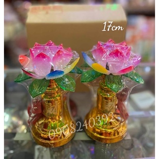 ✨ ĐÈN THỜ CAO CẤP SEN NHỰA Lớn (17cm) 1 CẶP