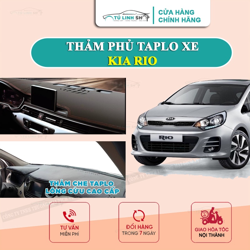 Thảm taplo KIA RIO bằng lông Cừu 3 lớp hoặc Da Cacbon