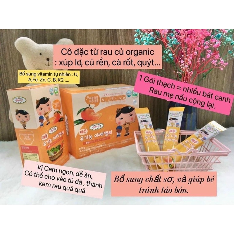 THẠCH RAU CỦ QUẢ HỮU CƠ CHO BÉ LƯỜI ĂN RAU, VIT U BỔ PHỔI